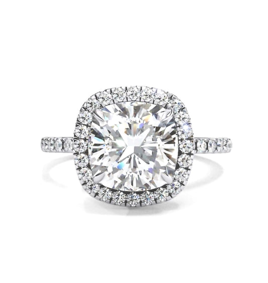 Belle Silver Ring – Round Moissanite 3 ct with Halo