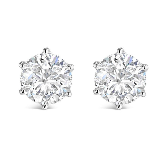 Diana Silver Earrings – Round Moissanite 1 + 1 ct