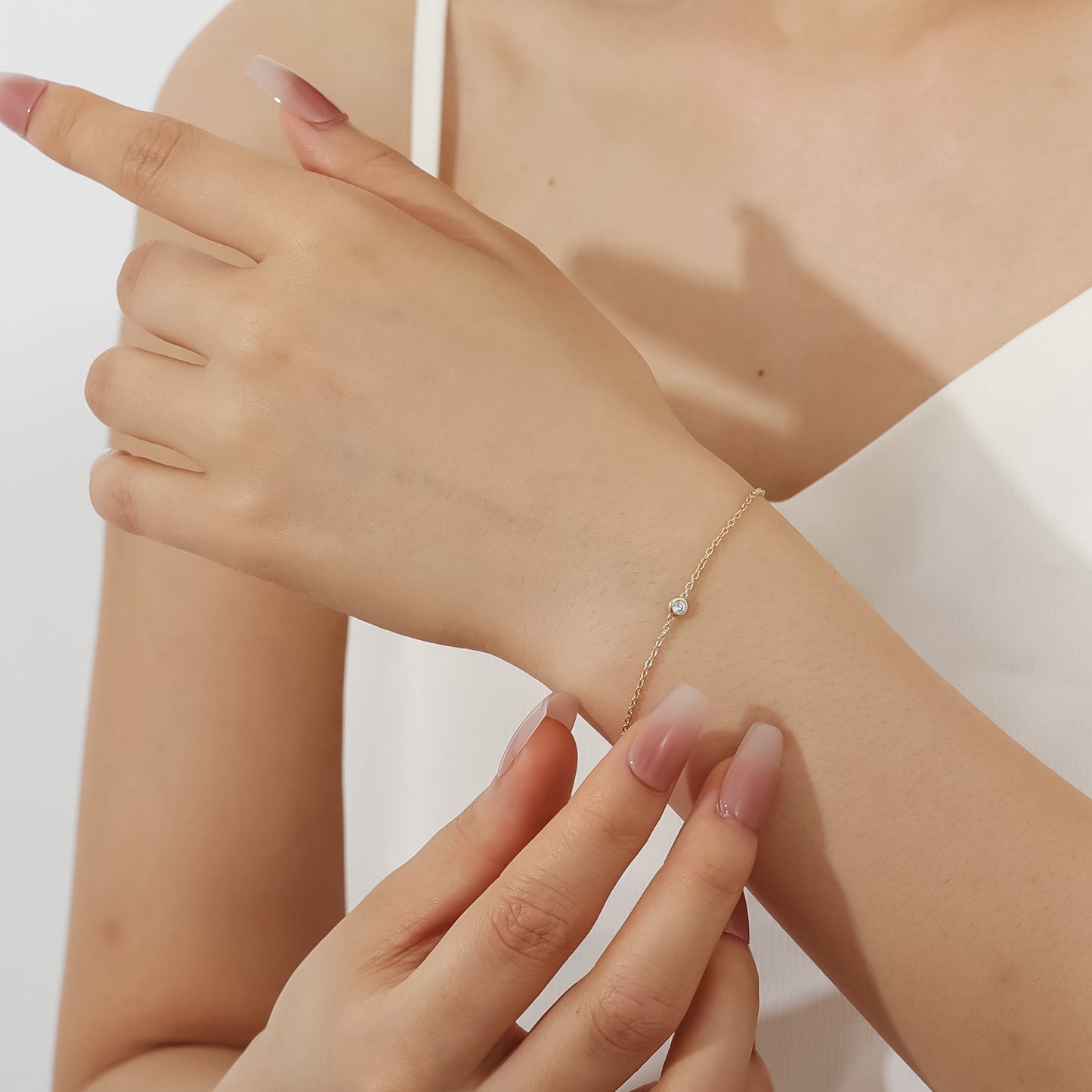 Gold Plated Cultivated Diamond Bracelet with moissanite or diamond