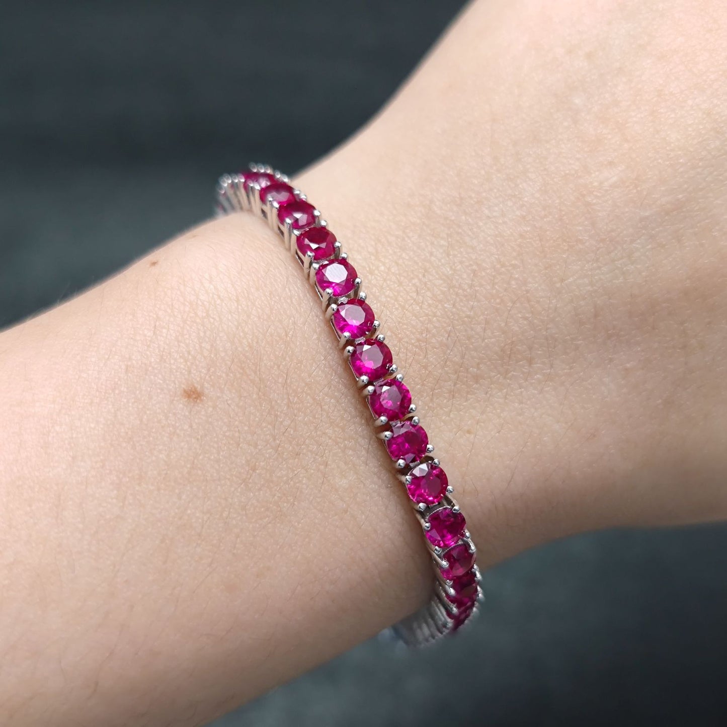 Luxury Colorful Gem Bracelet with cultivation ruby