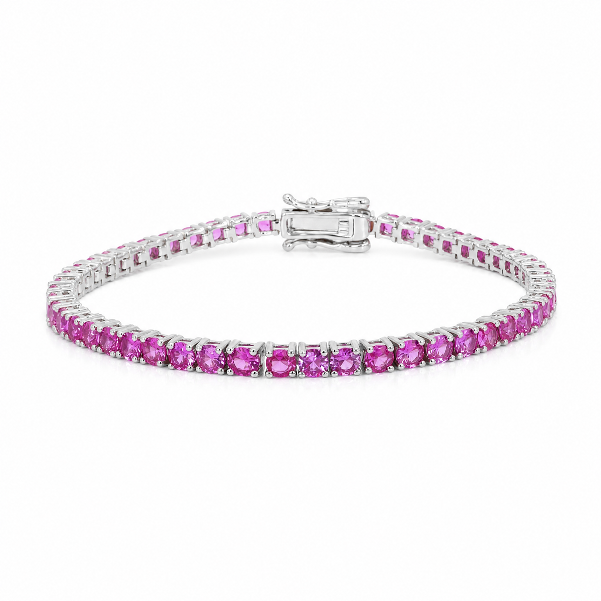 Rose Sapphire tennis bracelet 3 mm – rhodium-plated silver with pink sapphires