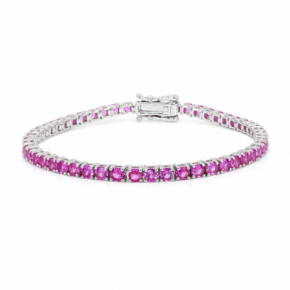 Rose Sapphire tennis bracelet 3 mm – rhodium-plated silver with pink sapphires