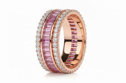 Pink Eternity ring – three-row eternity design