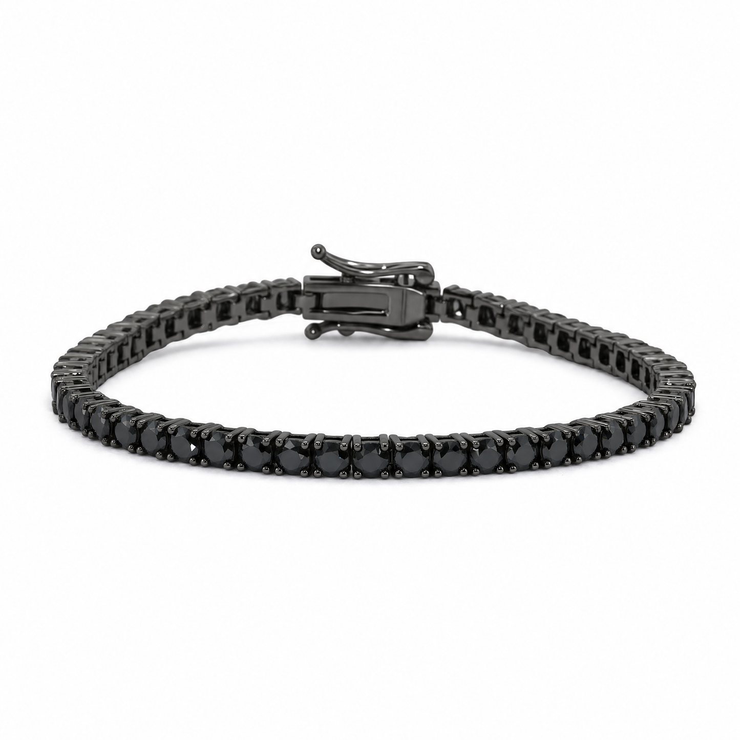 Strieborný tenisový náramok Dark – čierne moissanity 4 mm