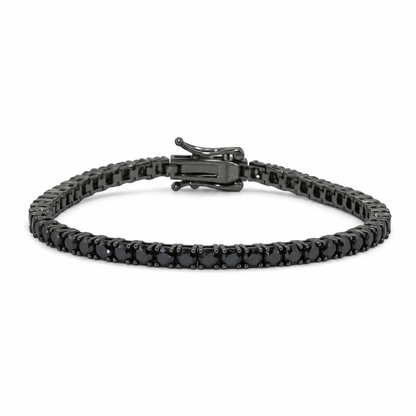 Strieborný tenisový náramok Dark – čierne moissanity 4 mm