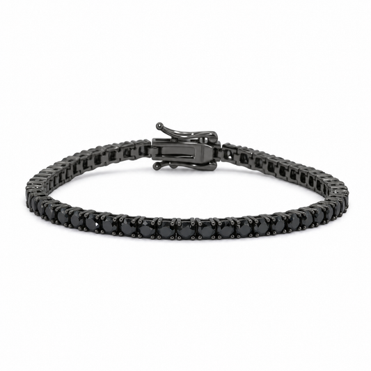 Dark Silver Tennis Bracelet – Black Moissanite 5 mm