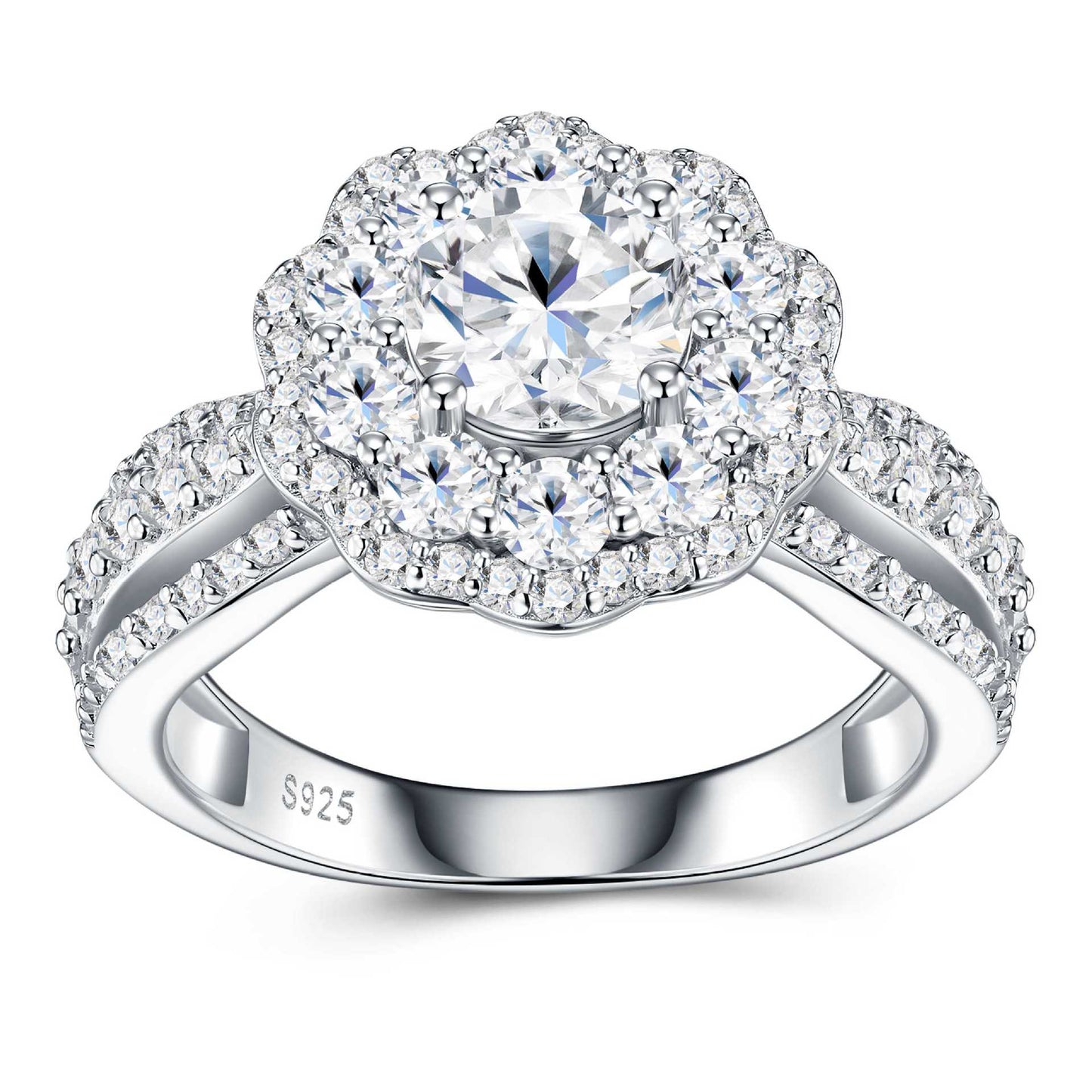 Lune — Round 1ct Moissanite Ring, Platinum plated