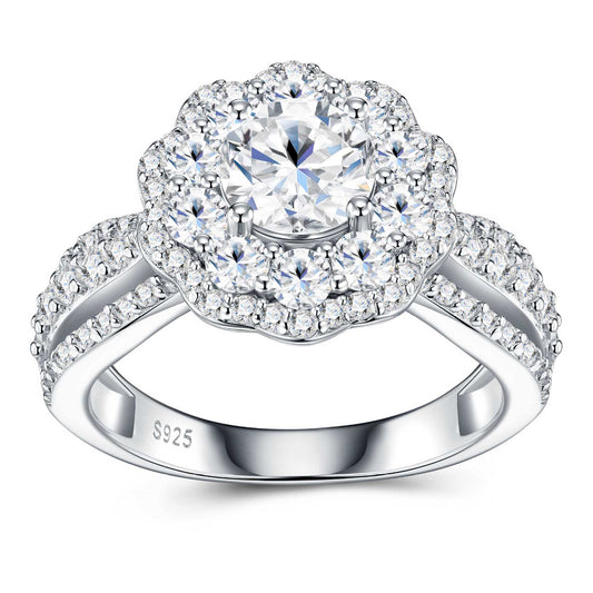 Lune — Round 1ct Moissanite Ring, Platinum plated
