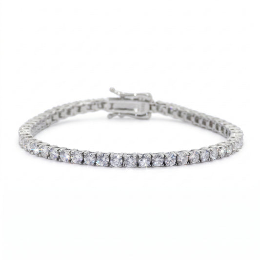 Bianca Silver Tennis Bracelet – White Moissanite 4 mm