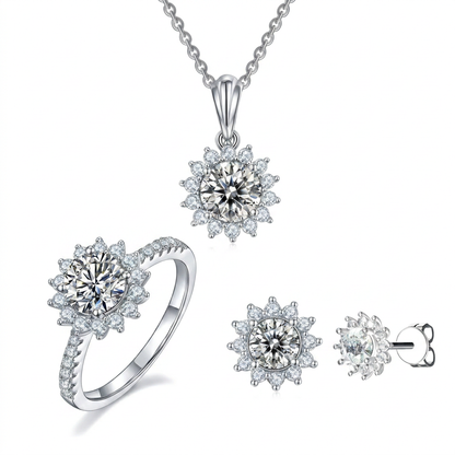 Aurelia Silver Set – Ring, Earrings and Pendant with Moissanite